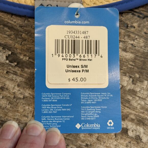 Columbia PFG Hat Cowboy Straw S/M Wide Brim Sun Protection Fishing Outdoors NWT - Picture 5 of 12